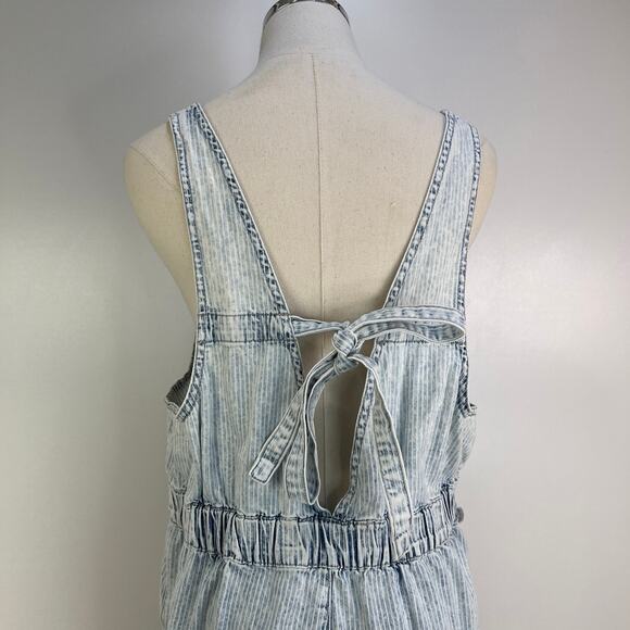Dear John Sivan Denim Tank Jumpsuit Faded Railroad Stripes Blue White - Picture 10 of 13